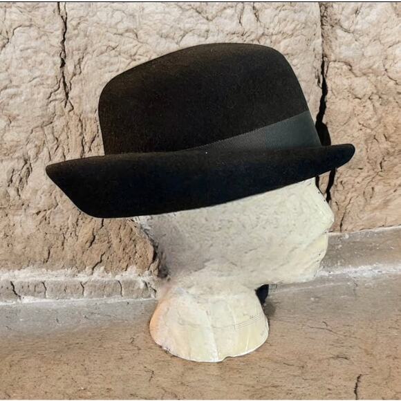 Vintage 1940s Bowler Hat-Henry Pollak NY-Wool Derby-Black-Unisex-Classic-Peaky main image 7